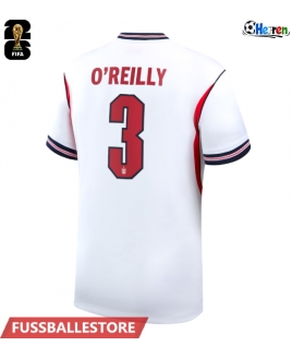 Günstige England Nico O'Reilly #3 Heimtrikot WM 2026 Kurzarm